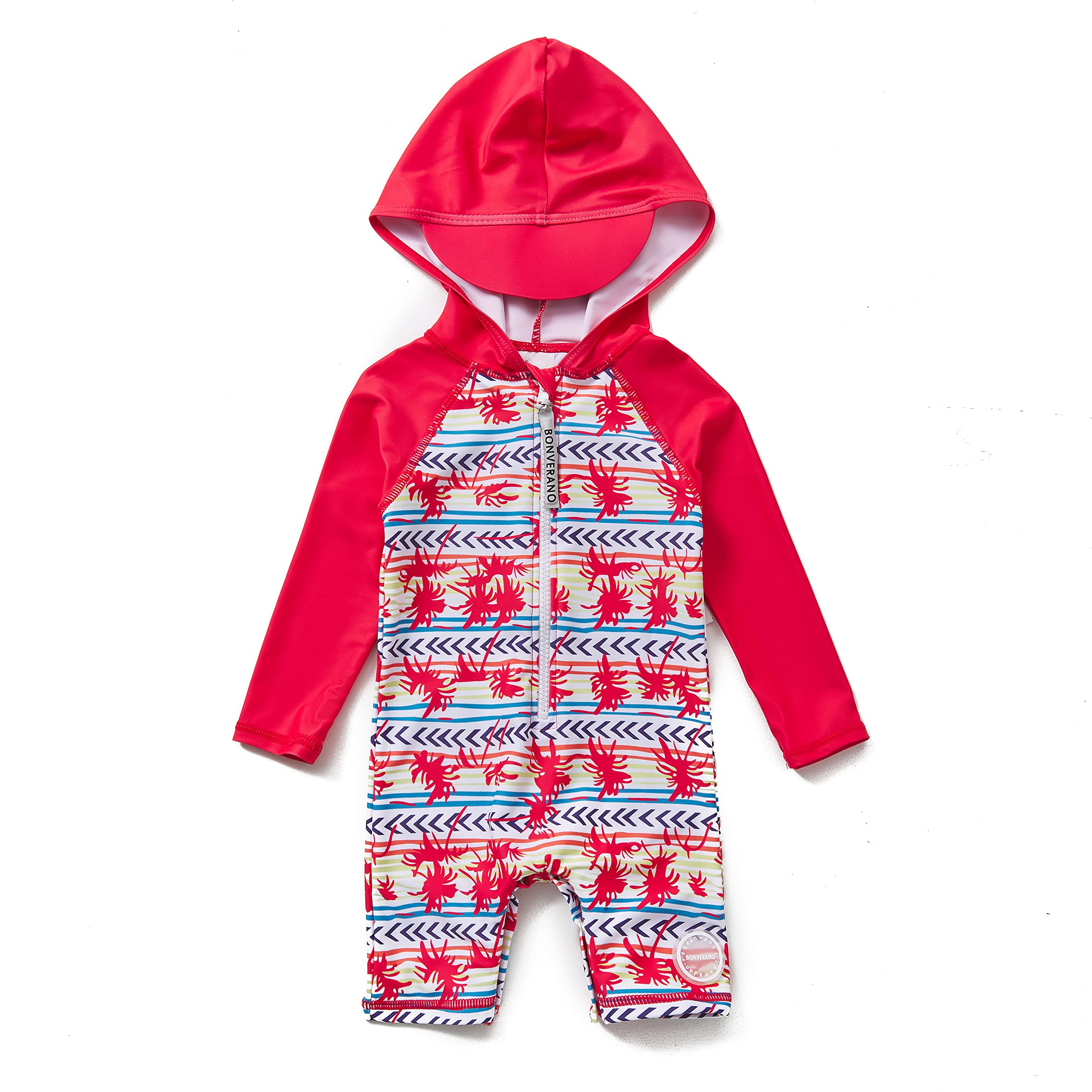 ADAVERANO UPF 50+ Baby Girls Hooded Sunsuit & Swimsuit - One Piece Zipper Romper for Beach, Pool & Outdoor Play