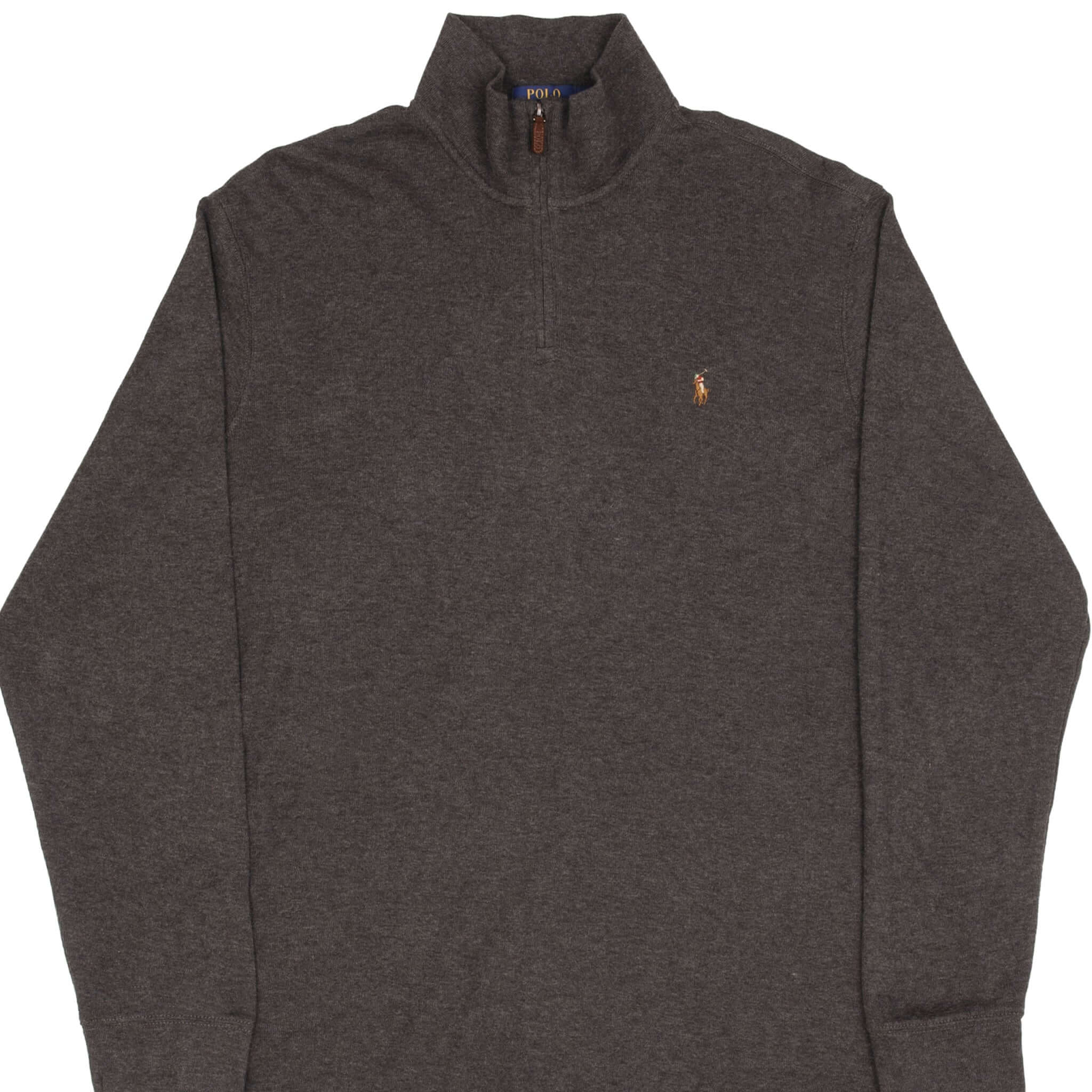 POLO RALPH LAUREN Men's Dark Grey Quarter Zip Sweater | Size 2XL | Casual Pullover for Work & Outdoor Activities
