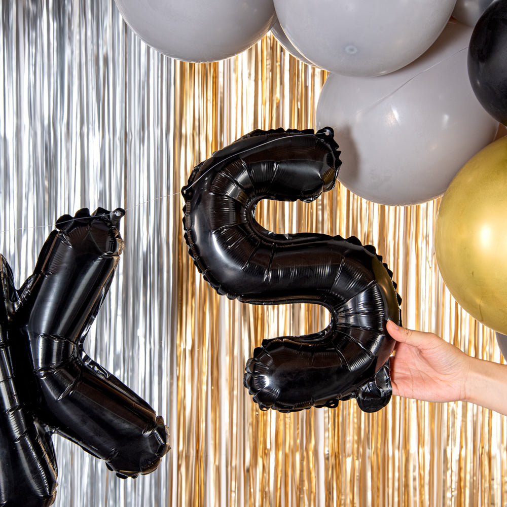Balloonify Black Mylar Letter S Balloon - 16 Inch Large Foil Alphabet Balloon for Birthday Party Decorations, Baby Shower, Graduation & Wedding Celebrations - 1 Count Box