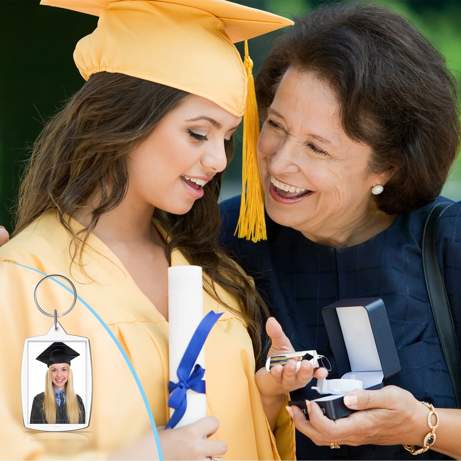 300 Pcs Graduation Keychains for Class of 2025 - Clear Acrylic Photo Frame Keyrings (2.2 x 1.6 Inch) - Bulk Graduation Gifts for Him & Her - Perfect for Yearbook Photos, Party Favors & Commencement Souvenirs