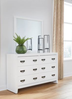 Binterglen Dresser with Mirror - Modern Wooden Dresser for Bedroom, Living Room & Nursery - Stylish Storage Solution for Clothes, Accessories & Home Decor