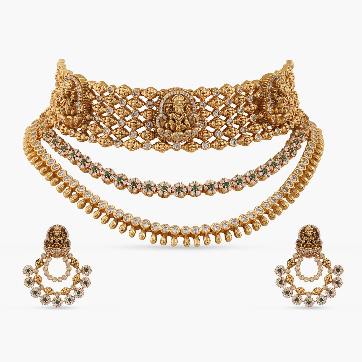 Glory Antique CZ Premium Choker Necklace Set - Elegant Cubic Zirconia Jewelry for Women, Perfect for Weddings, Parties & Special Occasions