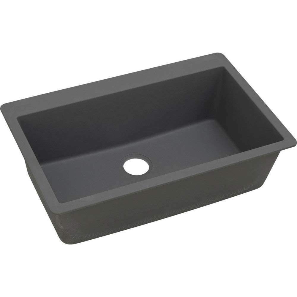 Elkay Quartz Classic ELGR13322GY0 Top Mount Single Bowl Kitchen Sink in Dusk Gray - Perfect for Modern & Farmhouse Style Kitchens