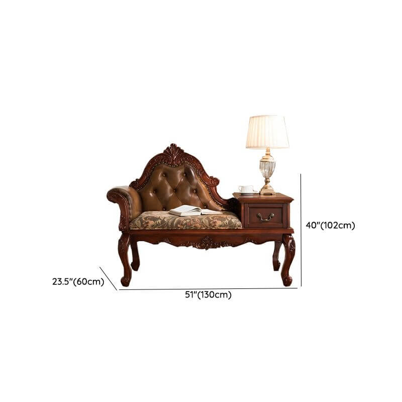 Minimalist Petal Decorated Chaise Lounge Chair with Hidden Storage & Upholstered Seat - Perfect for Living Room, Bedroom or Reading Nook