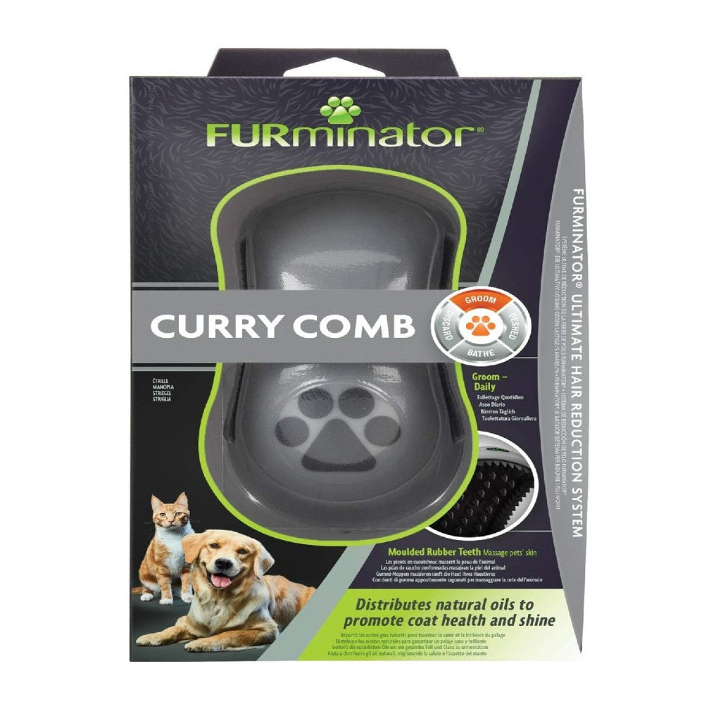 Furminator Curry Comb for Dogs & Cats - Deshedding Brush for Short & Long Hair - Grooming Tool for Shedding Control & Healthy Coat - Perfect for Home Pet Care & Professional Grooming