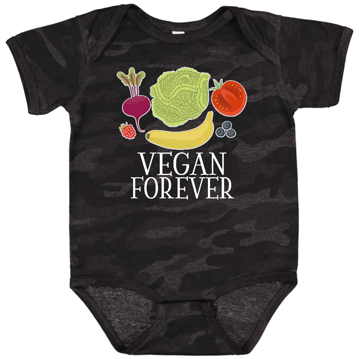 Inktastic Vegan Forever Healthy Eating Baby Bodysuit - Organic Cotton Infant Onesie for Eco-Friendly Parents | Perfect for Family Outings, Playdates & Photo Shoots