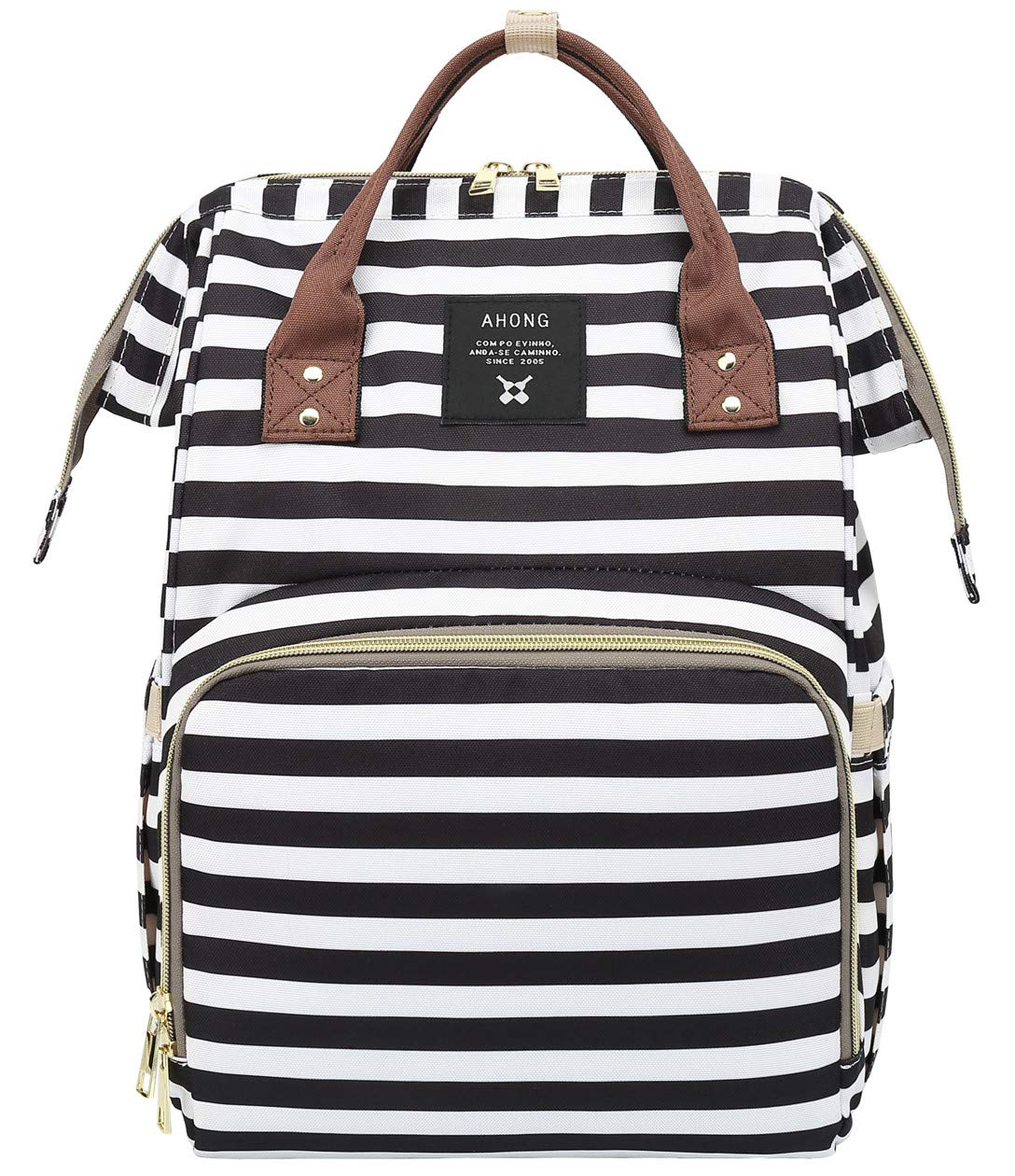**Armbq Striped Diaper Backpack - Waterproof Multifunctional Baby Bag for Moms, Travel Essentials & Daily Use | Perfect for Daycare, Outings & Family Trips**