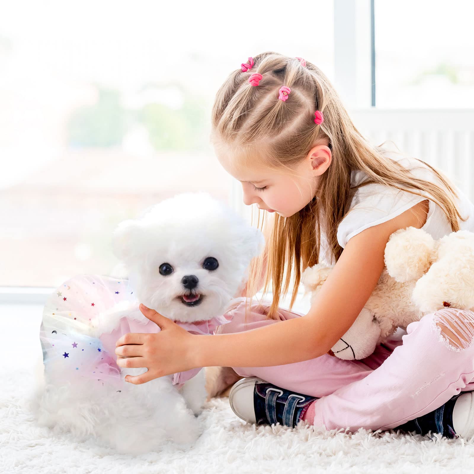 **Pink Rainbow Tutu Dog Dress for Small Dogs - Cute Princess Summer Puppy Outfit for Shih Tzu, Chihuahua & Cats - X-Large | Perfect for Parties, Photo Shoots & Special Occasions**