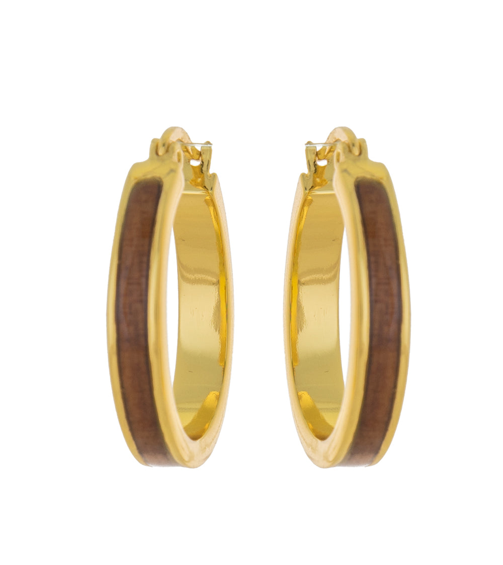 Koa Wood Hoops Earrings 25mm - Handmade Hawaiian Jewelry for Women - Perfect for Casual Wear, Boho Style & Special Occasions