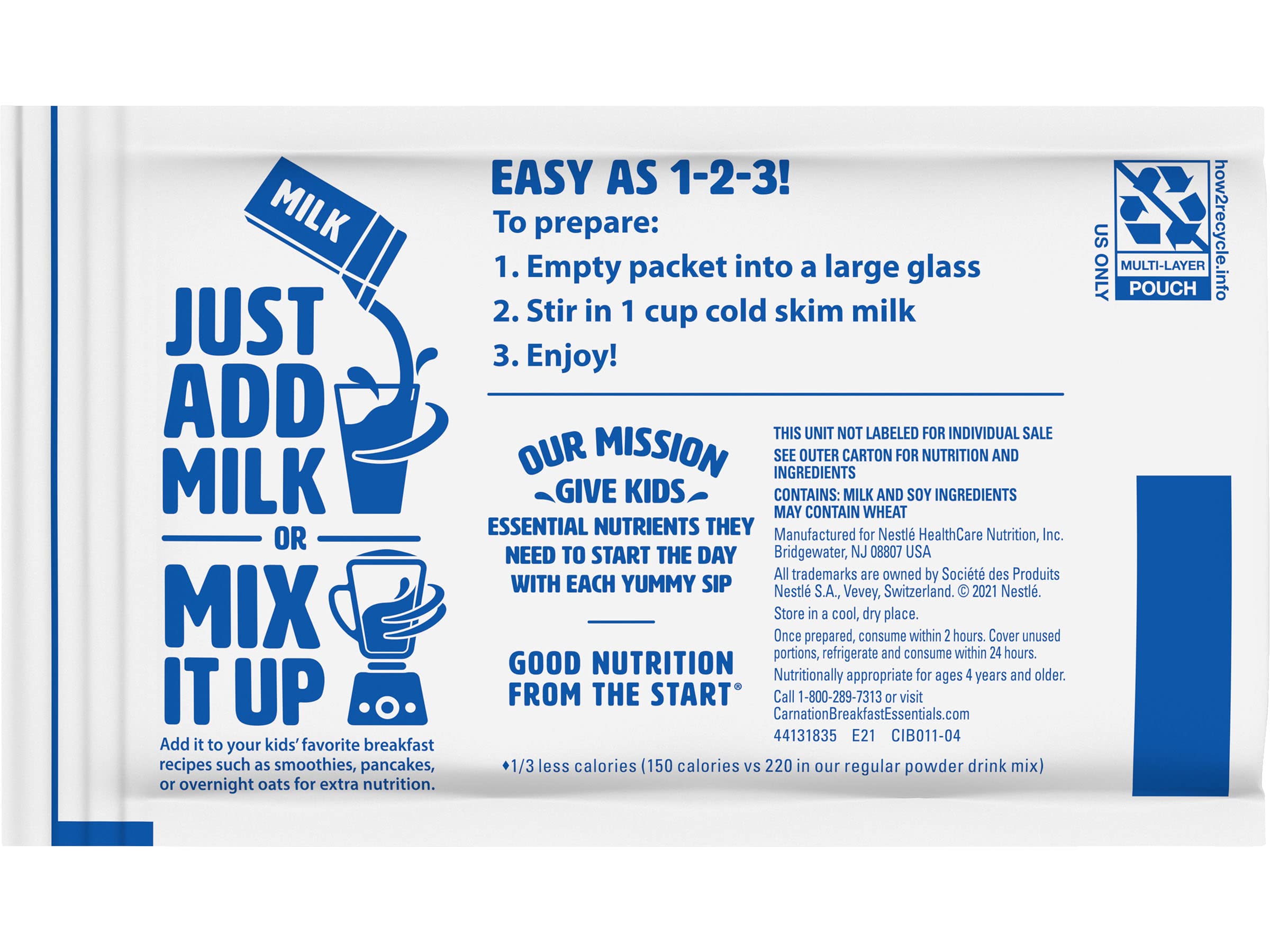Carnation Breakfast Essentials Light Start Powder Drink Mix - Rich Milk Chocolate Flavor, 7.05 oz (8 Count, Pack of 2) | Quick & Nutritious Breakfast Solution for Busy Mornings, Post-Workout Recovery & On-the-Go Nutrition