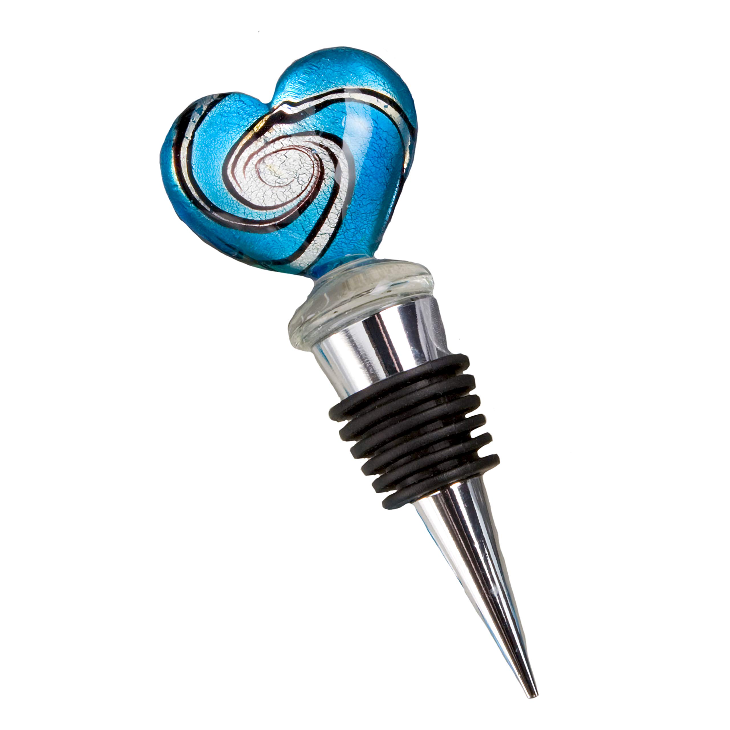 FASHIONCRAFT 2102 Murano Heart Design Glass Wine Bottle Stoppers - Elegant Wedding Favors, Party Decorations (Pack of 48) - Perfect for Bridal Showers, Anniversary Gifts & Home Bar Accessories
