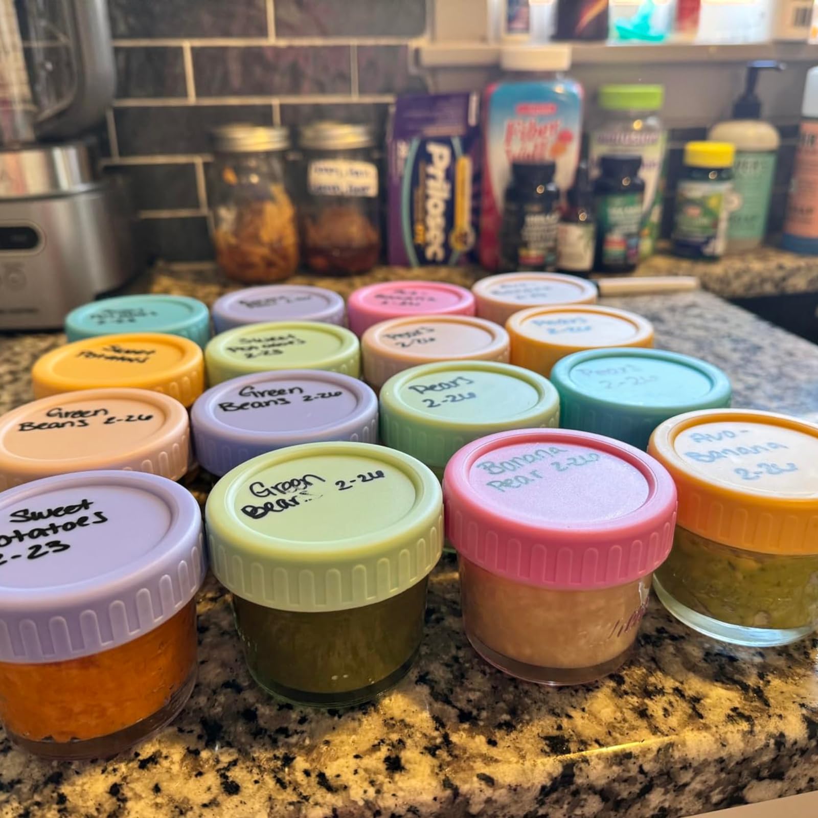 24-Pack 4 oz Glass Baby Food Storage Jars with Lids - Reusable Small Containers for Snacks, Puree & Breast Milk - Freezer, Fridge, Microwave & Dishwasher Safe - Perfect for Infant Meals, Daycare & On-the-Go Parenting