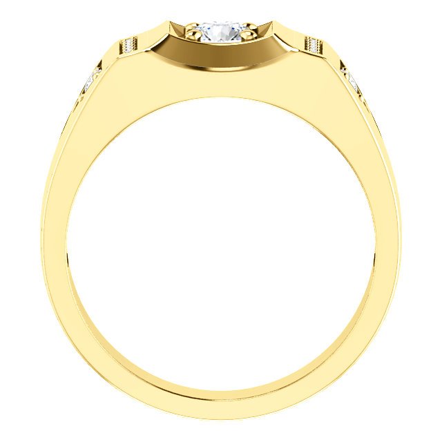 14KT Gold Men's Diamond Accent Ring - 1/2 CTW Round Cut Solitaire Ring for Wedding, Anniversary & Special Occasions