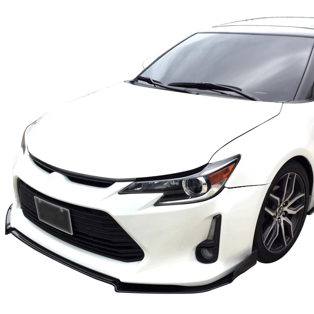 IKON MOTORSPORTS V1 Style Front Bumper Lip Splitter for 2014-2016 Scion TC - Unpainted Black PU Valance Chin Diffuser Body Kit | Enhances Aerodynamics & Sporty Look | Perfect for Car Enthusiasts & Street Racing