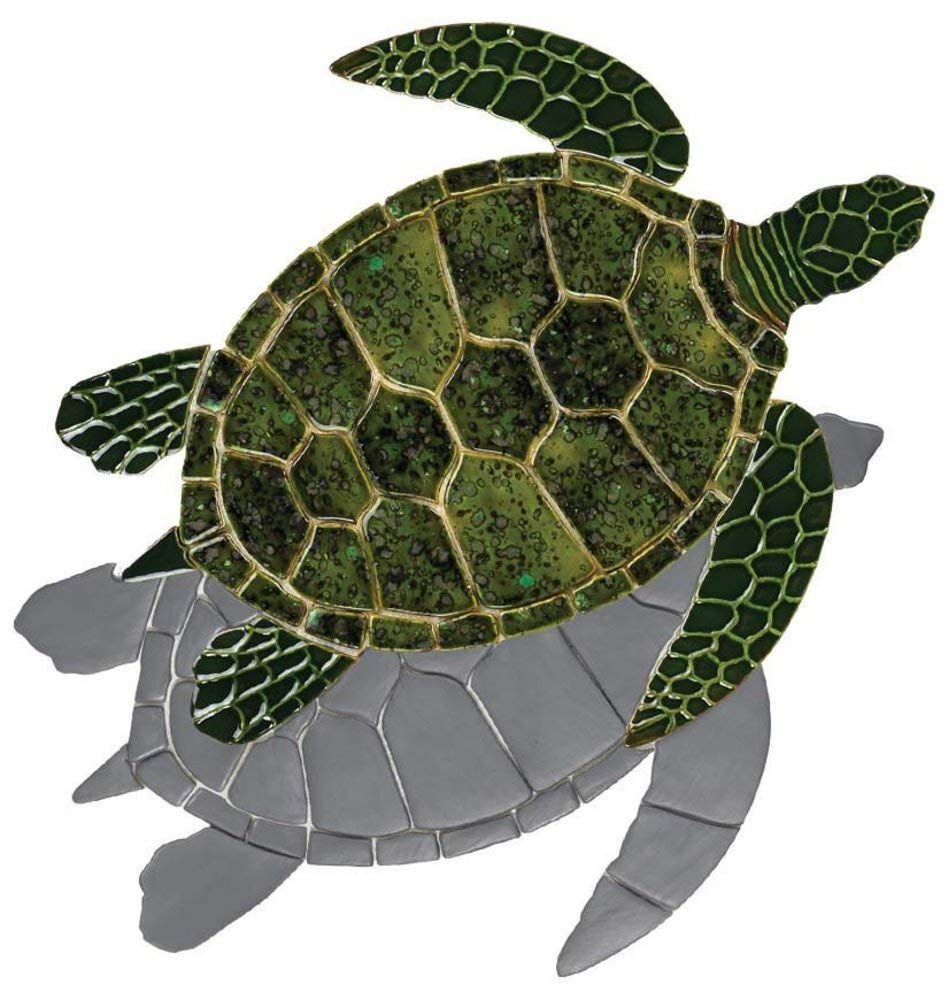 Green Sea Turtle Ceramic Swimming Pool Mosaic Tile - 12