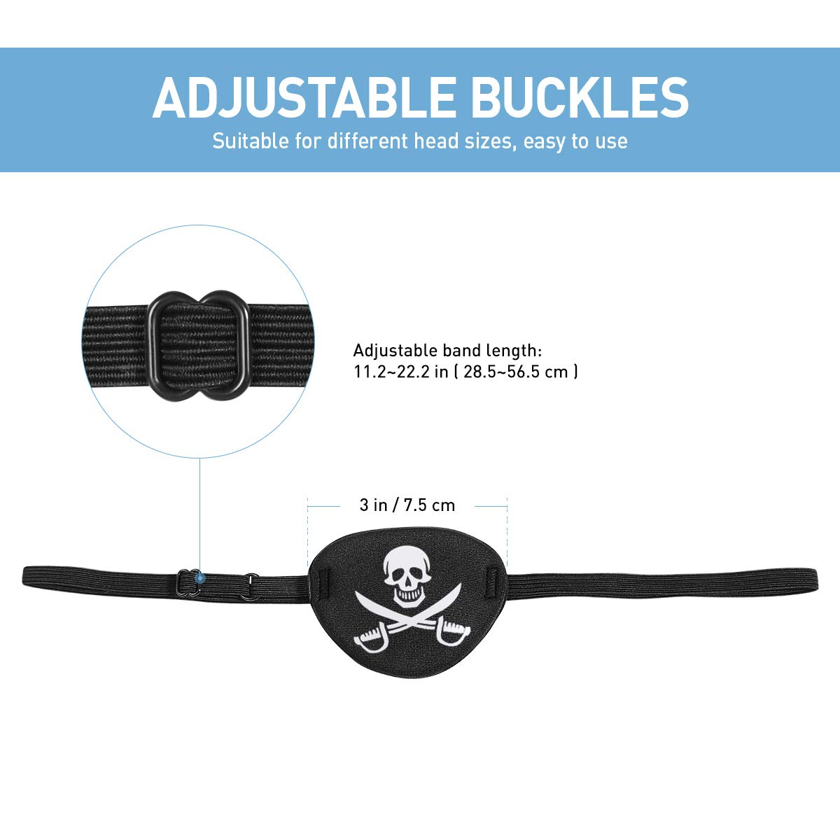 2Pcs Adjustable Eye Patch Mask with Skull and Crossbones Design - Perfect for Pirate Costumes, Halloween Parties, and Themed Events
