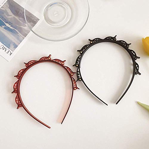 SQUICKLE Double Layer Twist Plait Headband Hairpin for Women & Girls - Stylish Double Bangs Hairstyle Accessory (Multicolor, Set of 1) | Perfect for Parties, Weddings & Everyday Fashion