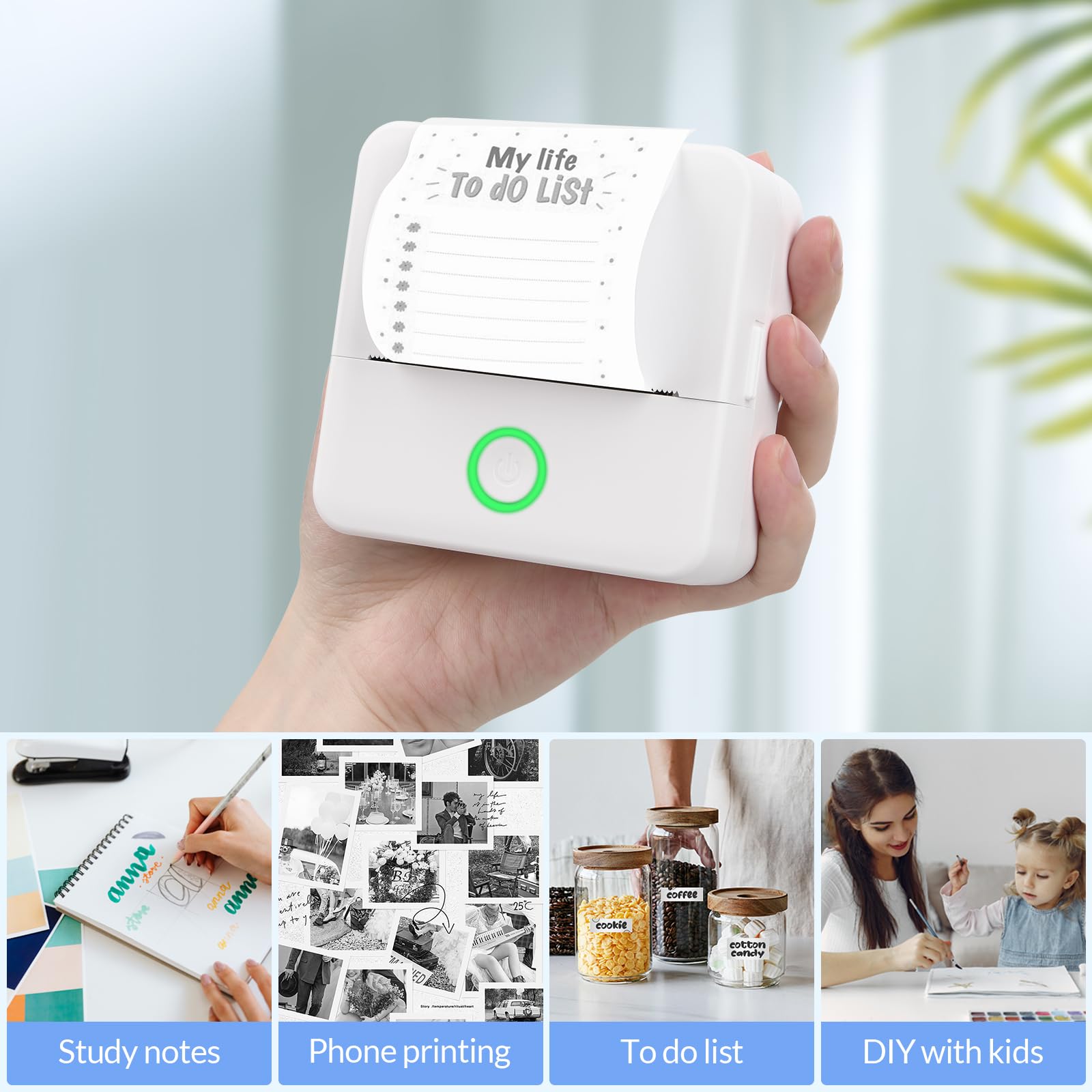 MAFITI Portable Thermal Pocket Printer - Inkless Bluetooth Mini Wireless Sticker Label Maker for Scrapbooking, Journaling & Organization | Includes 1 Roll Thermal Paper | Perfect for DIY Crafts, Home Office & School Projects