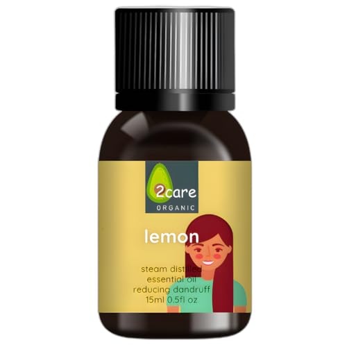 2Care 100% Pure Lemon Essential Oil for Aromatherapy, Diffuser, Skincare & DIY - Refreshing & Uplifting Scent for Home, Office & Spa
