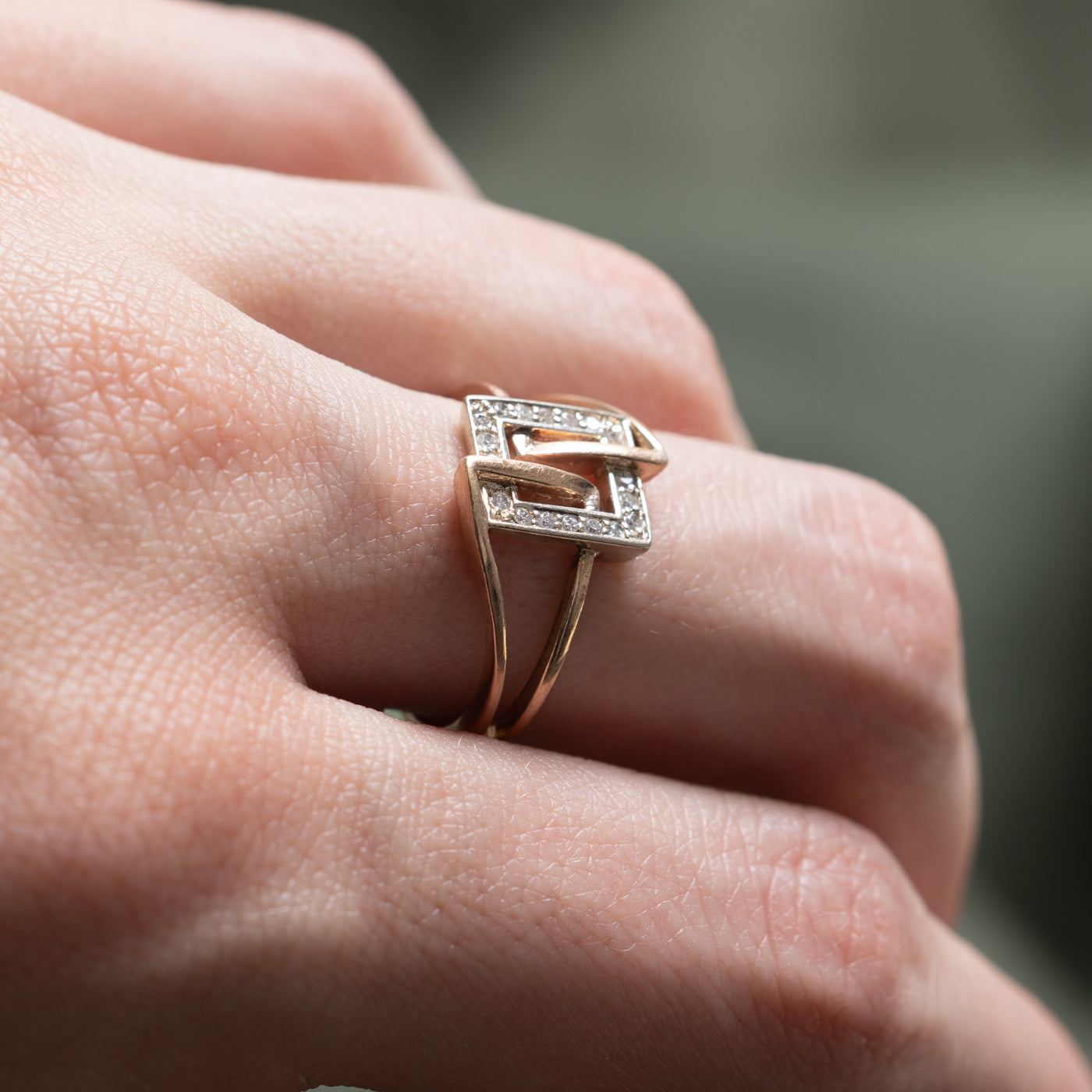 0.14ctw Geometric Diamond Ring for Women - Size 6.75 | Elegant Stackable Wedding Band, Anniversary Gift & Everyday Fashion Jewelry | Perfect for Bridal, Date Night & Special Occasions