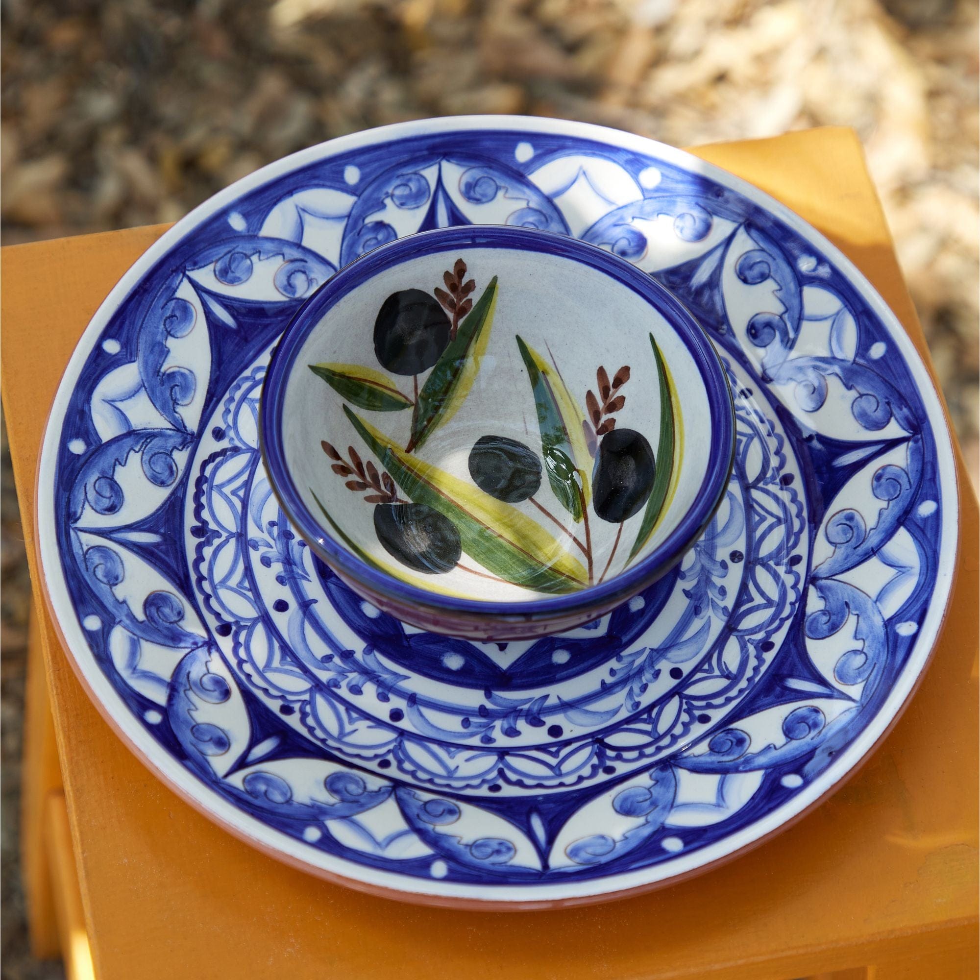 Casafina Alentejo Terracotta Handmade Olive Design Round Dip Bowl - Perfect for Serving Dips, Sauces, and Appetizers at Parties and Gatherings