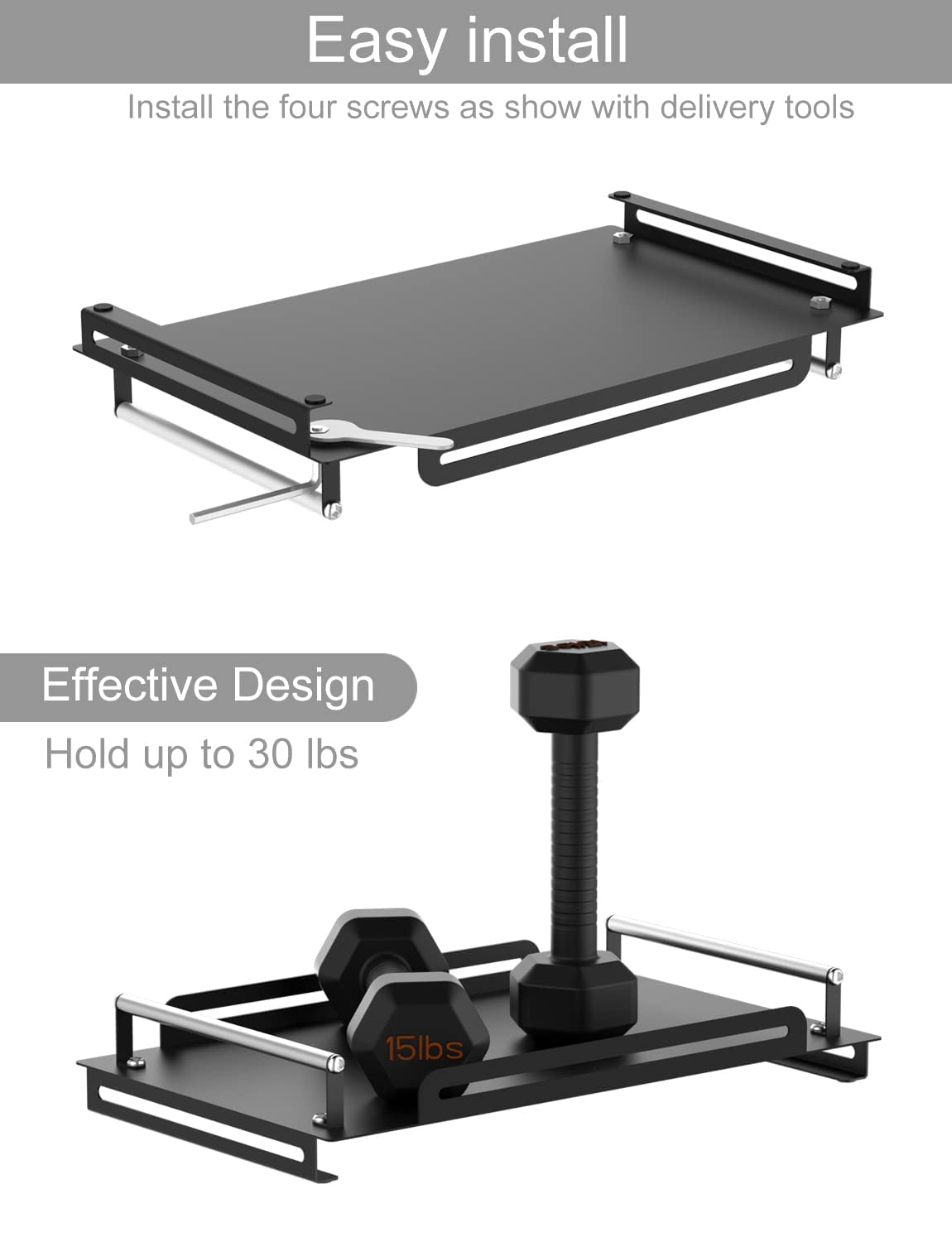 Stainless Steel Black Bathroom Organizer Tray - Countertop Spice Rack & Cosmetic Storage Shelf for Kitchen, Living Room, Bedroom | Perfect for Vanity, Dressing Table & Bathroom Counter Organization