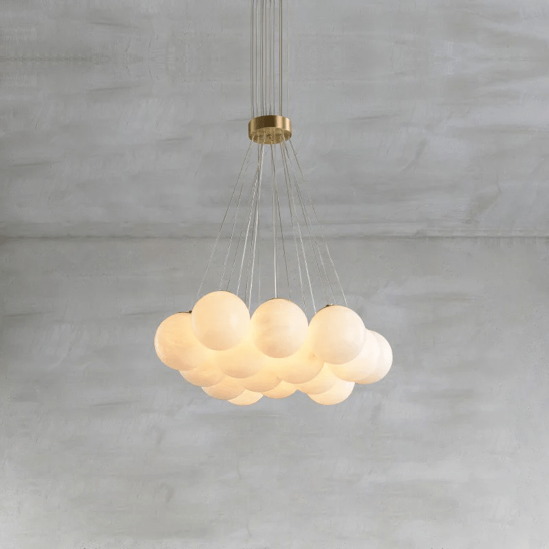 Elegant Alabaster Crystal Ball Chandelier - Modern Ceiling Light Fixture for Dining Room, Bedroom & Living Room Decor