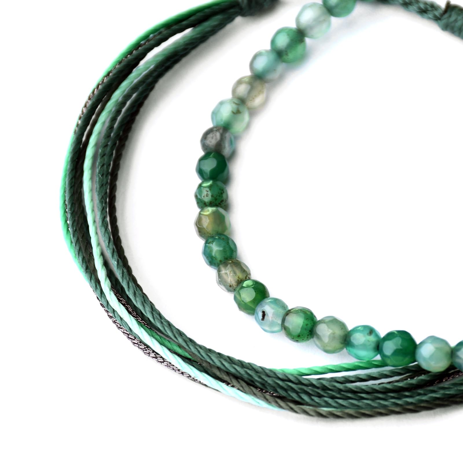 Mezcla Vida Agate Beaded Bracelets for Women - Adjustable String Bracelet Set with Natural Stones, Boho Style Jewelry Gift for Friends (Green, 2 Pack) | Perfect for Yoga, Meditation, and Everyday Boho Fashion