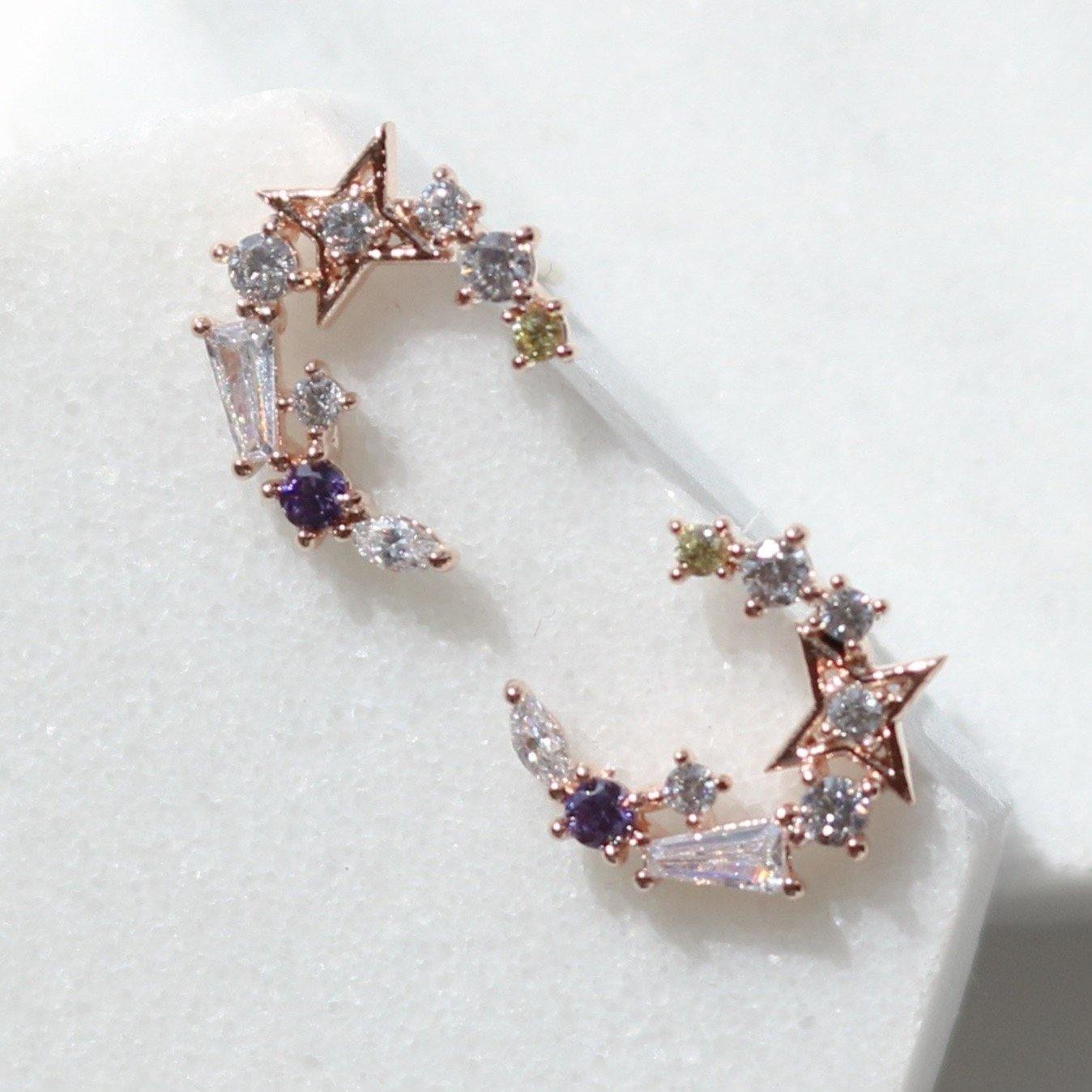 Blue Moon Star Earrings for Women - Dainty Celestial Jewelry, Hypoallergenic Studs for Sensitive Ears | Perfect for Date Night, Party & Everyday Wear