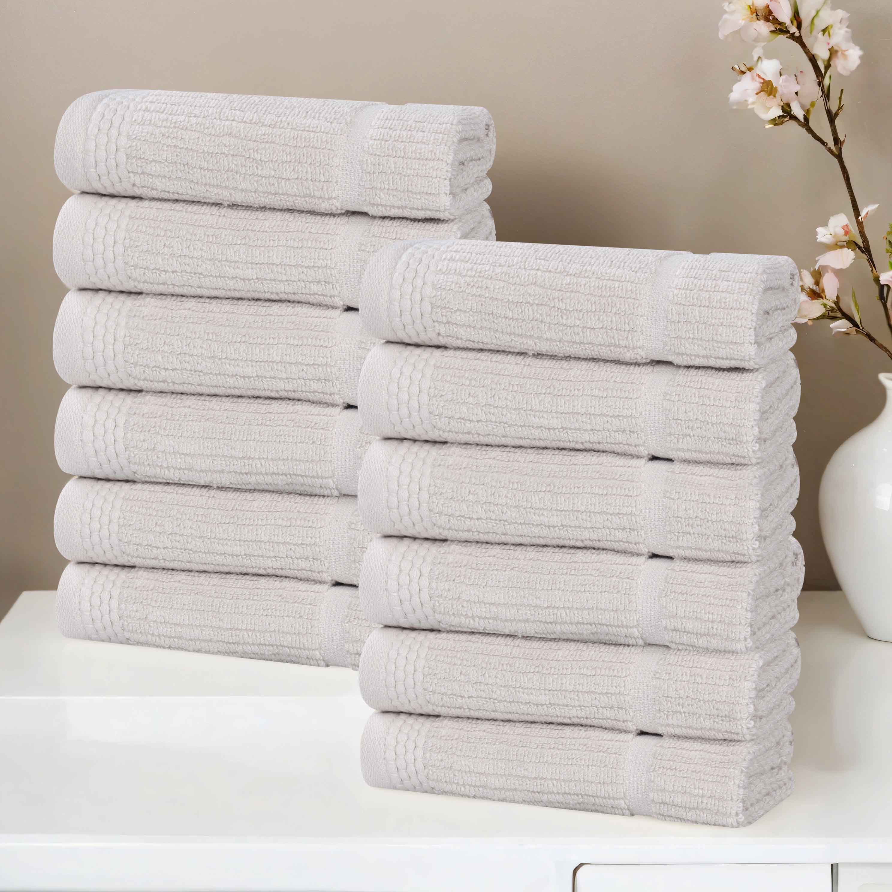 Milo Smart Twist Cotton Solid Face Towels & Washcloths - 12 Pack | Soft, Absorbent & Quick-Drying for Bath, Spa, Gym & Travel