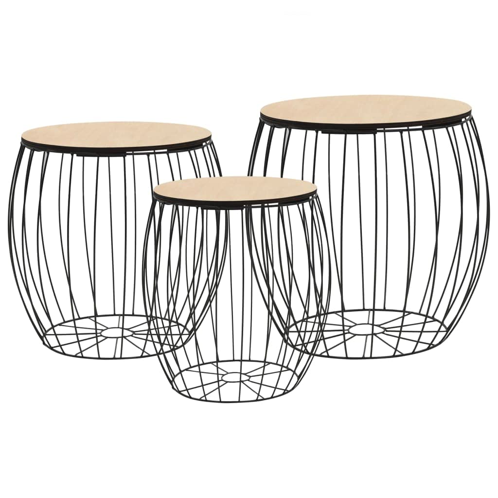 Aisifx 3-Piece Coffee Table Set - Modern Poplar Plywood & Iron Design - Perfect for Living Room, Lounge, or Office Decor