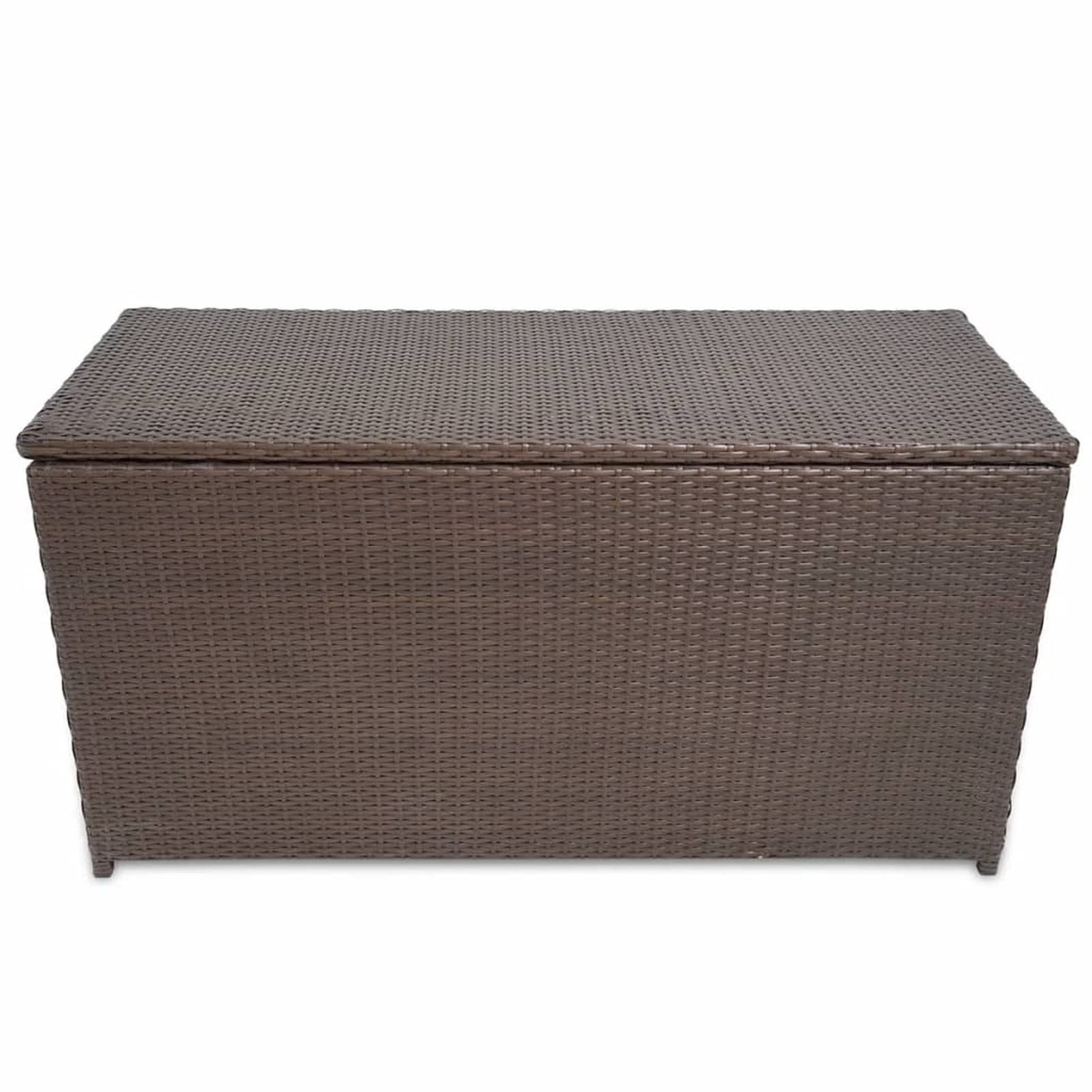 Waterproof Outdoor Deck Storage Box - 120x50x60cm Poly Rattan Garden Patio Furniture for Cushions, Toys & Pool Accessories | Weather-Resistant Brown Deck Box for Backyard, Balcony & Poolside Organization