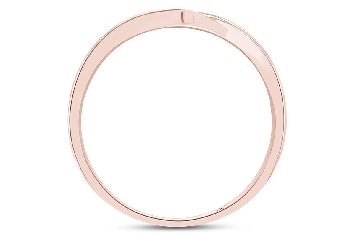 10K Solid Gold White Natural Diamond Accent Solitaire Wedding Band Ring (0.05 Cttw) - Perfect for Engagement, Anniversary & Bridal Jewelry Gifts