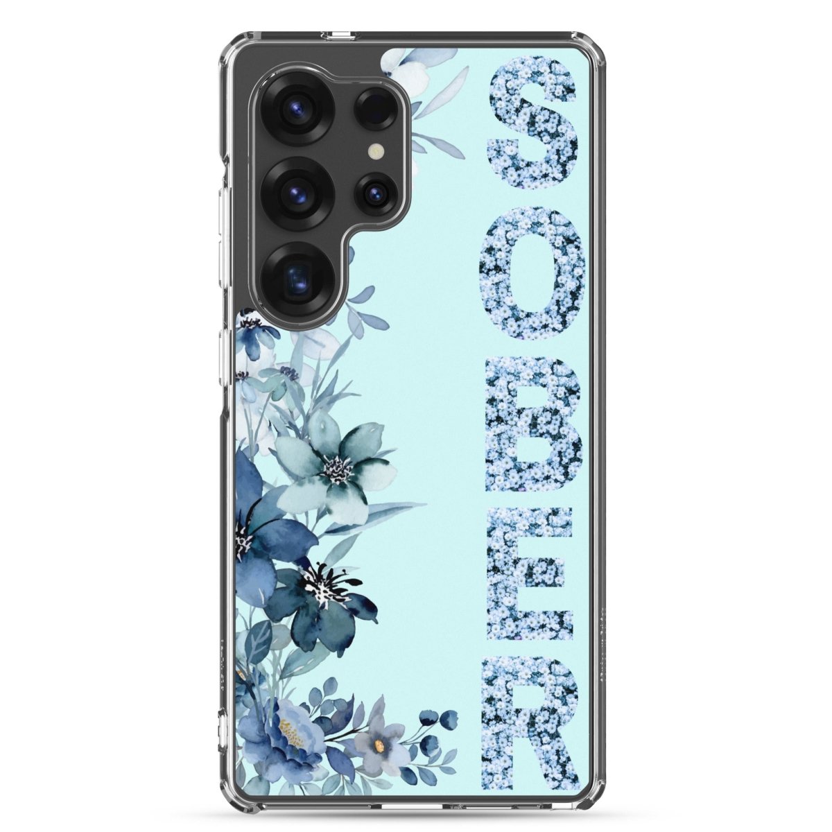 SOBER Blue Chinoiserie Samsung Phone Case - Clear Floral Design Protective Cover for Samsung Galaxy | Perfect for Everyday Use, Office & Travel