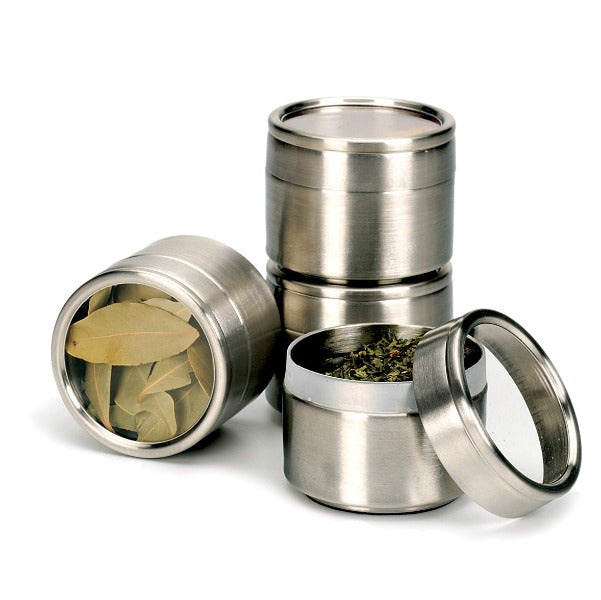 Magnetic Clear Top Storage Tin - Airtight Food Container for Kitchen Pantry Organization | Perfect for Storing Spices, Tea, Coffee, and Dry Goods