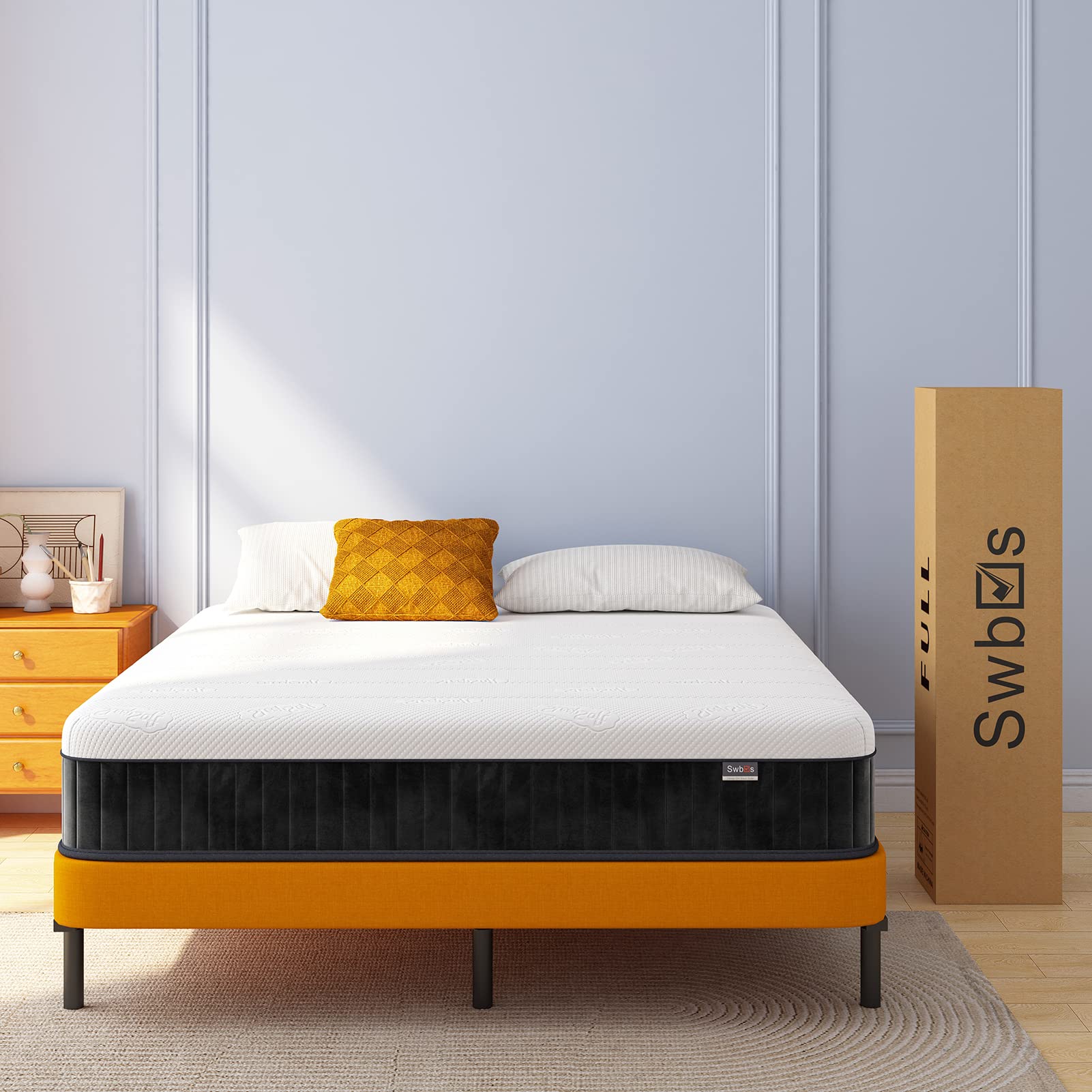 12 Inch Full Size Memory Foam Mattress in a Box - Pressure Relieving & Firm Support for Back Pain Relief - Perfect for Guest Rooms, Dormitories & Small Bedrooms