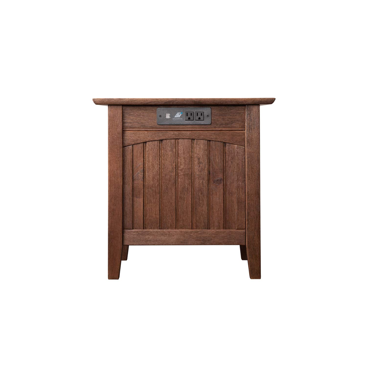 AFI Nantucket Chair Side Table with Built-in USB Charger - Rustic Burnt Amber End Table for Patio, Living Room & Bedroom - Outdoor & Indoor Accent Table with Charging Station
