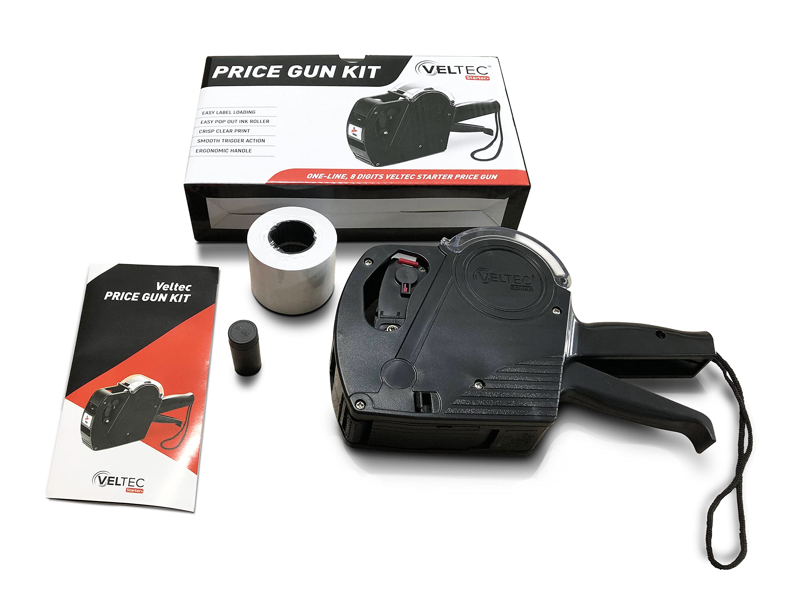 Price Gun Starter 1-Line 8-Digit Labeling Tool with 2000 White Labels, Inker & Preloaded Starter Labels - Perfect for Retail Pricing, Warehouse Inventory & Garage Sale Organization