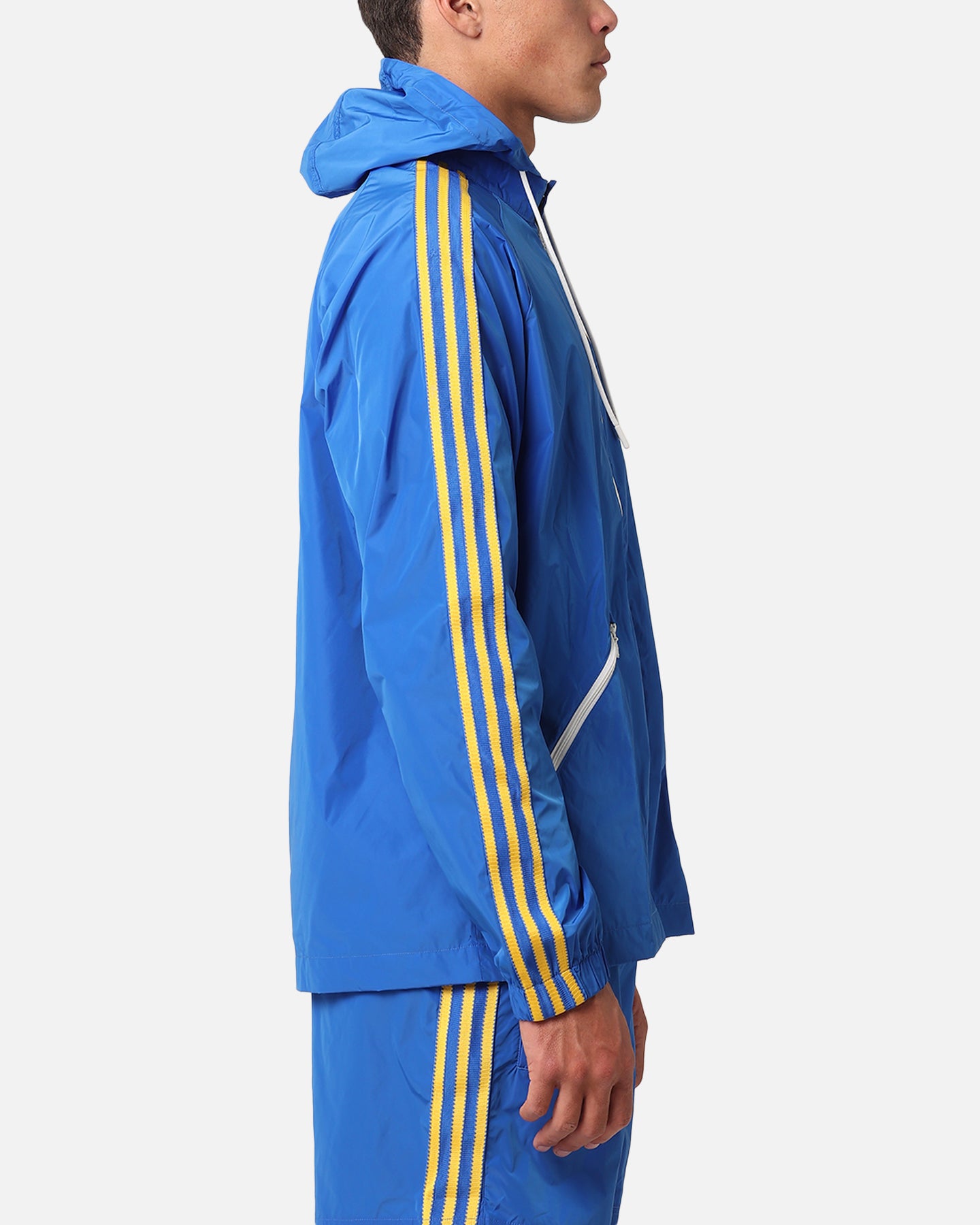 Adidas Windbreaker Jacket for Men & Women - Lightweight Water-Resistant Running Jacket with Hood - Perfect for Outdoor Sports, Jogging & Hiking - Blue
