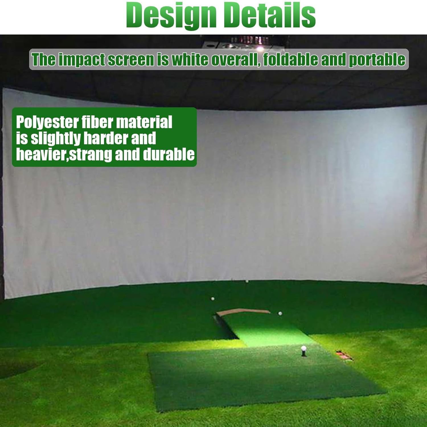Premium Golf Hitting Screen for Indoor/Outdoor Training - Ultra Clear Washable Impact Screen with Grommet Holes - Perfect for Home Golf Simulator Setup & Practice Sessions (Ideal for Backyard, Garage, or Basement Use)