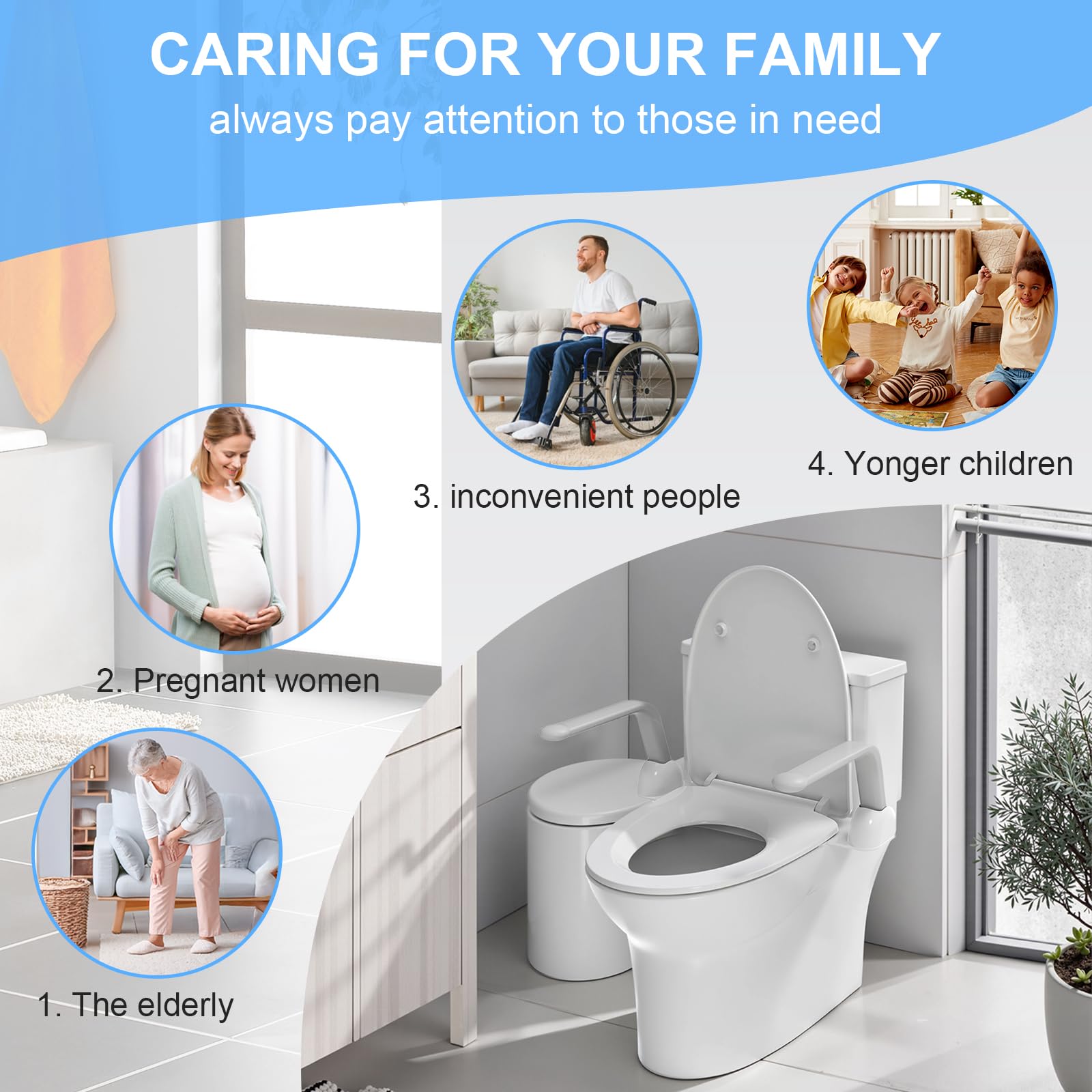 Foldable Toilet Safety Rails for Elderly - Heavy Duty Bathroom Handrail with Easy Installation, Non-Slip Armrest Support for Seniors, Disabled & Pregnant Women - Ideal for Home Care & Assisted Living Facilities