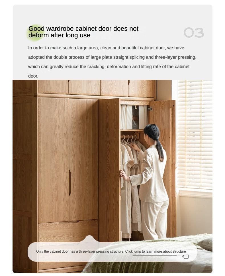 Solid Oak Wood Wardrobe - Spacious Storage for Bedroom, Closet & Home Organization | Durable & Stylish Furniture for Modern Living Spaces