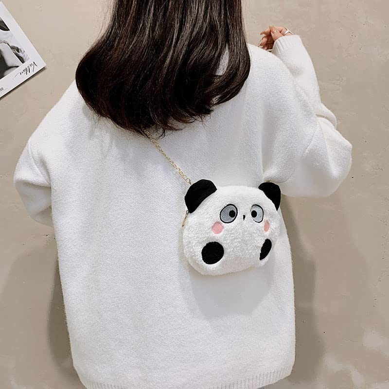 Adorable Panda Plush Crossbody Bag - Soft Fluffy Small Shoulder Purse for Women & Girls | Cute Animal Print Satchel Handbag for School, Travel & Daily Use