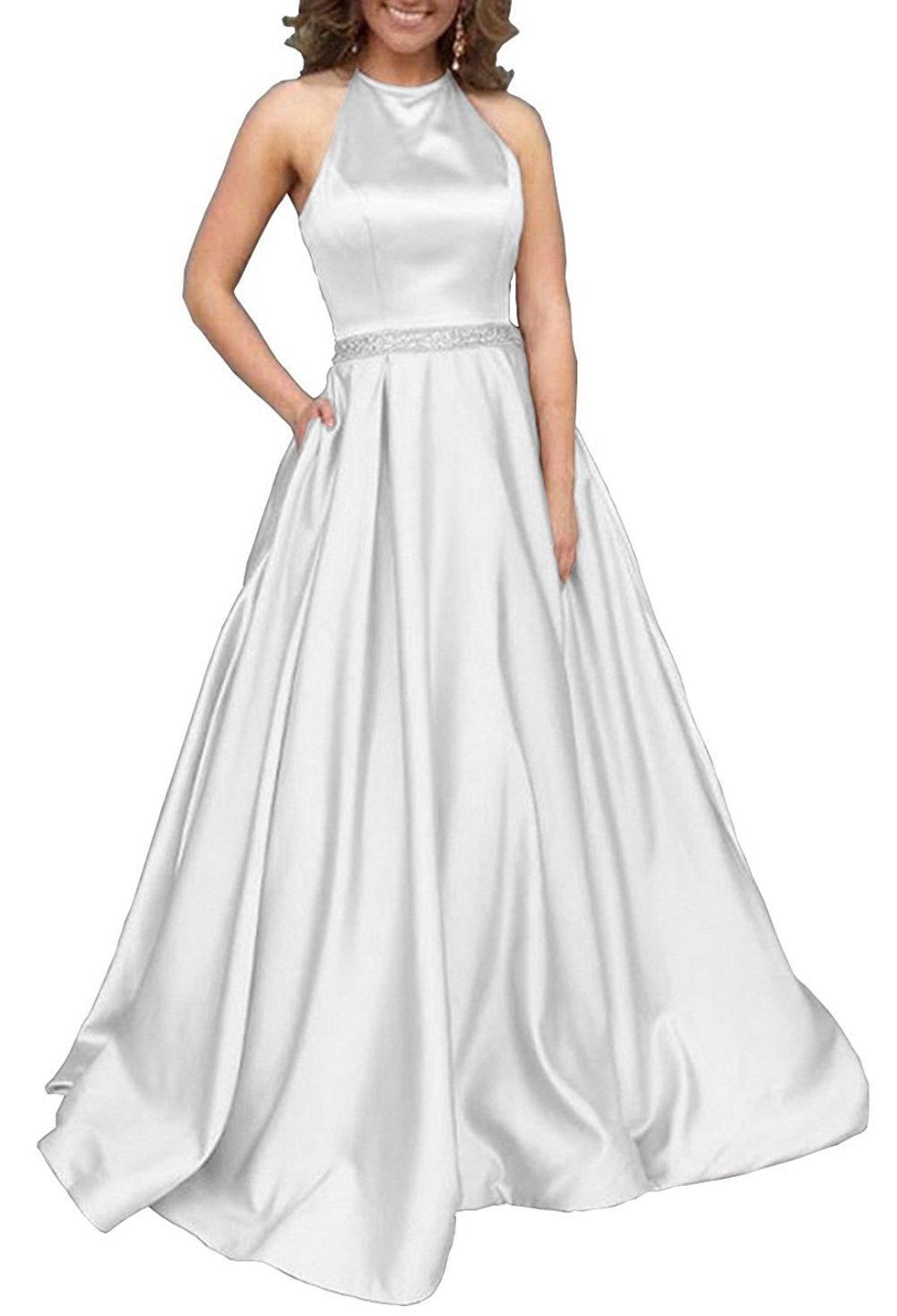 Elegant Prom Dresses 2024 - Long Formal Evening Gowns for Women with Pockets & Beaded Waist | Perfect for Homecoming, Ball, Wedding & Special Occasions