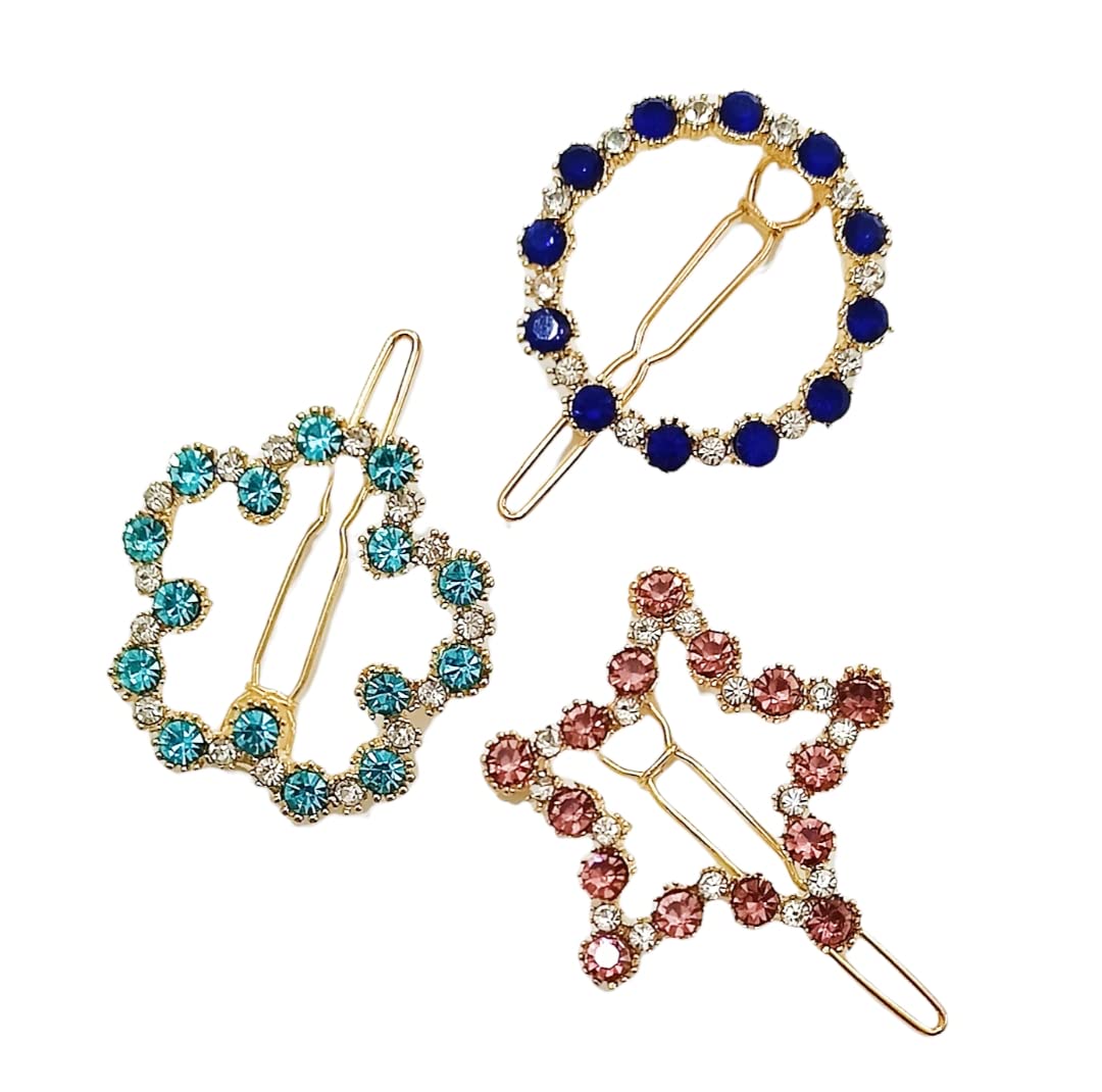ANNACREATIONS Women's Pearl Letter Hair Clips - Rhinestone Crystal Alphabet Hair Pins for Girls & Women (6-Piece Set, Lock Stone Design) - Perfect for Weddings, Parties, and Everyday Hair Styling