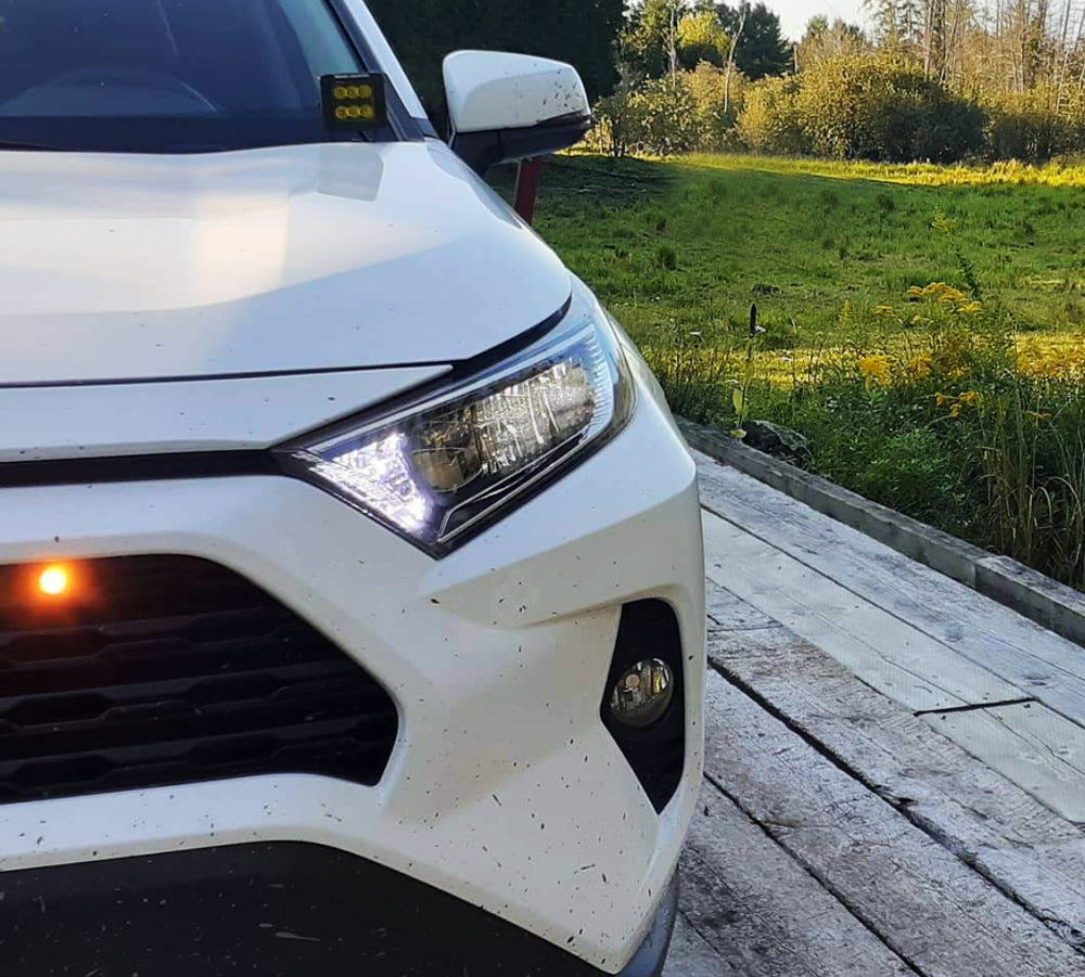 4pc Raptor Style Amber LED Grille Lighting Kit for 2019+ Toyota RAV4 - Off-Road Grill Lights with Durable Housing & Weatherproof Design - Perfect for Night Driving, Off-Road Adventures & Custom Car Styling