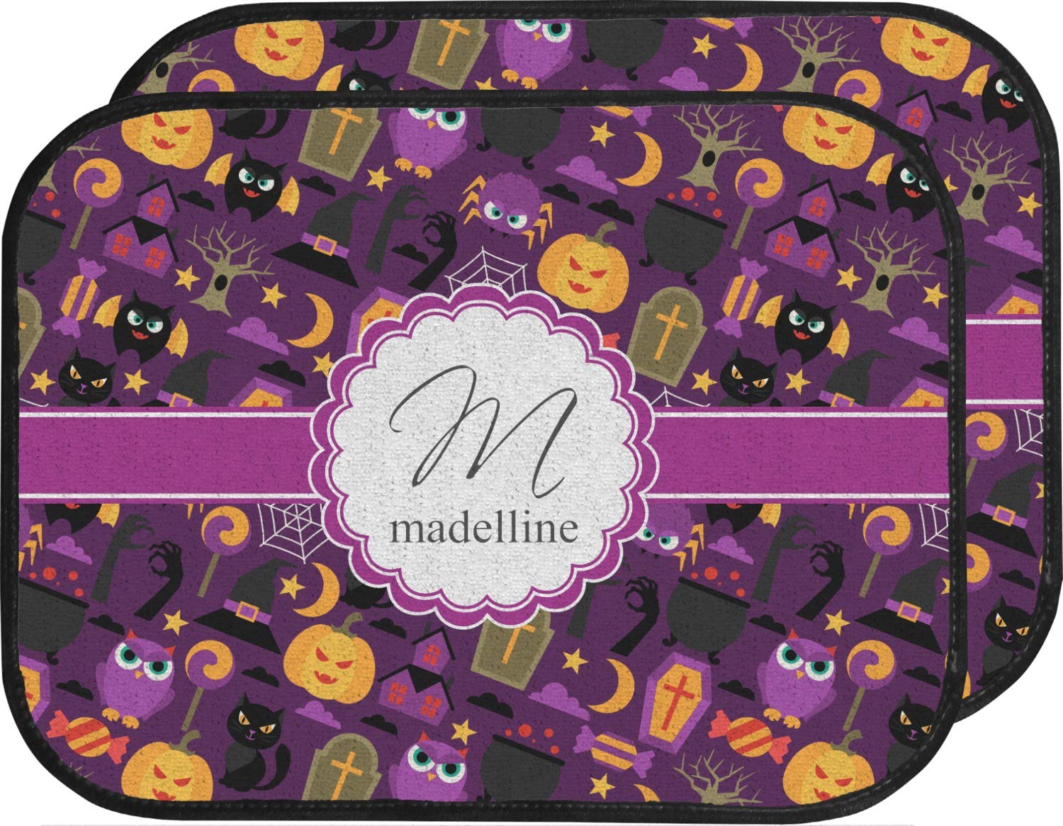Custom Halloween Car Floor Mats for Back Seat - Personalized & Durable - Perfect for Trick-or-Treating, Halloween Parties & Spooky Road Trips