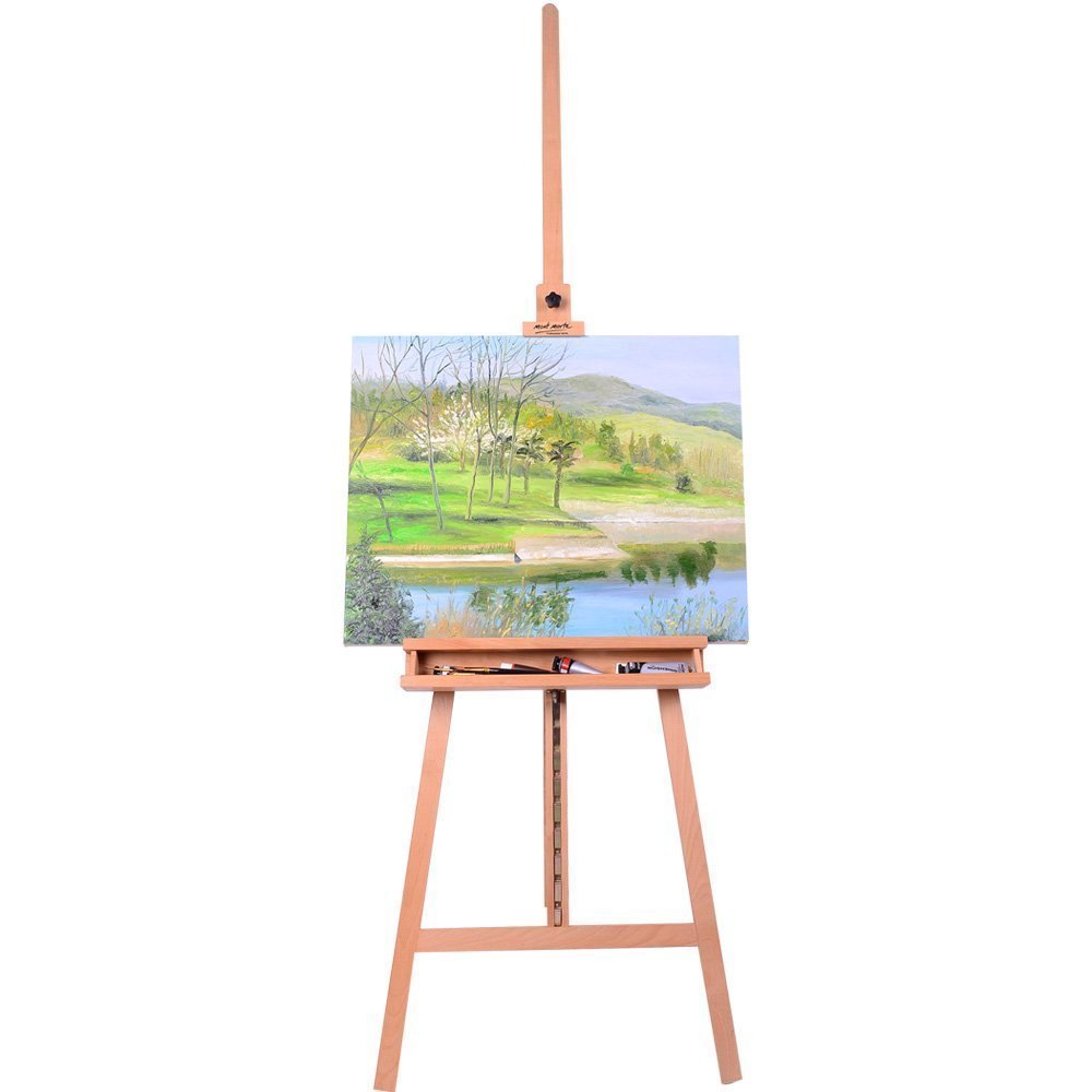 Mont Marte Professional Beech Wood Floor Easel with Adjustable Tilt - Perfect for Artists, Painters & Studio Use
