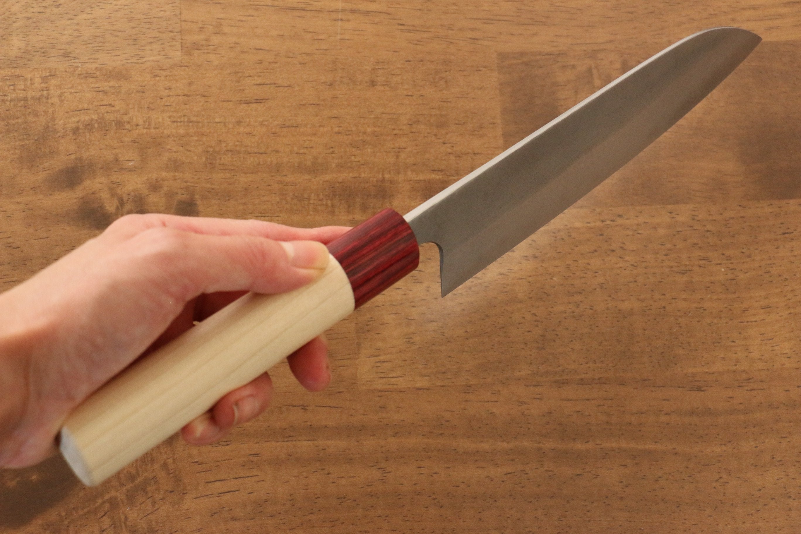 Masakage Yuki White Steel No.2 Nashiji Santoku Knife 165mm with Magnolia Handle - Japanese Chef Knife for Slicing, Dicing & Chopping Vegetables, Meat & Fish