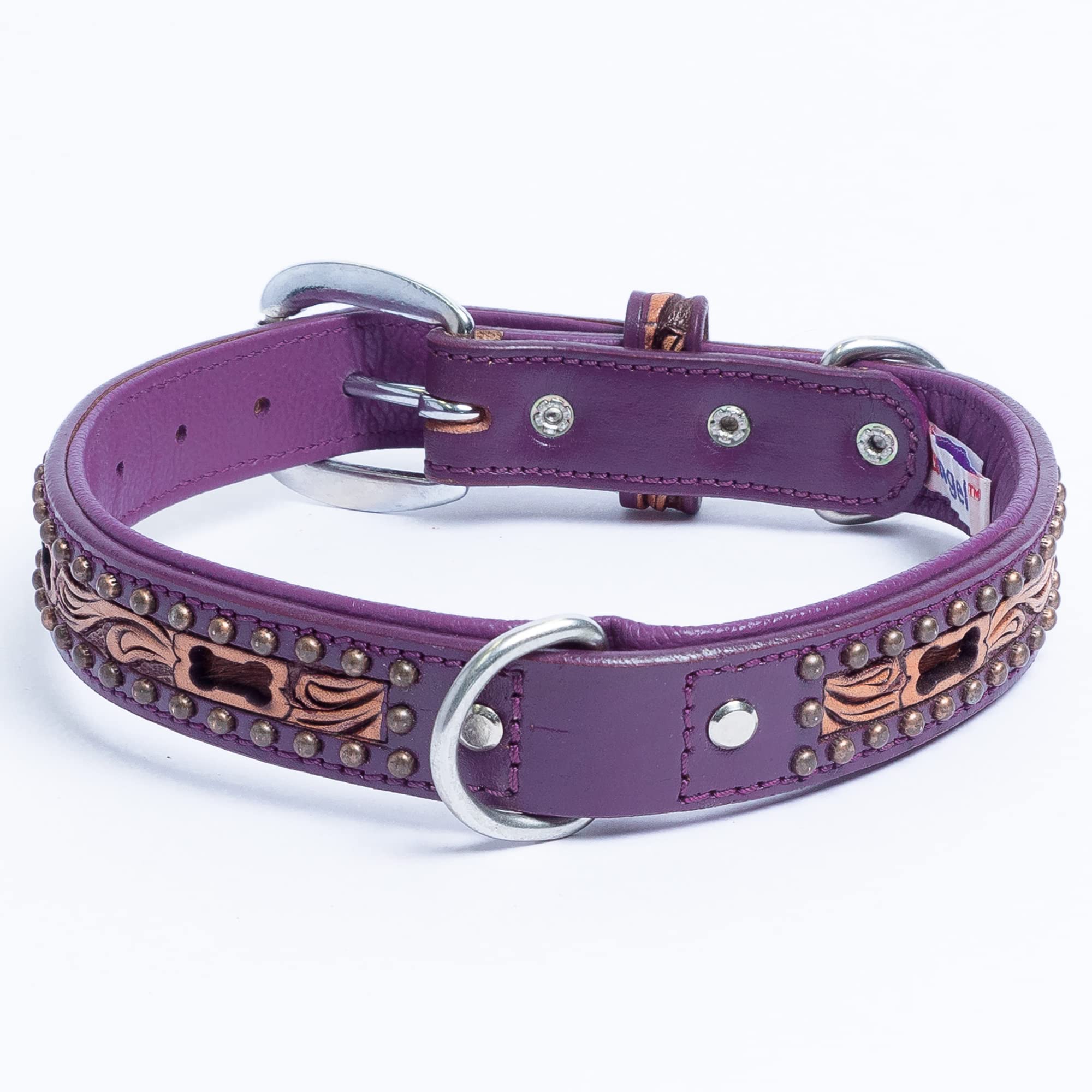 Genuine Leather Dog Collar for Medium, Large & XL Dogs | Handmade Argentinean Leather with Stainless Steel Buckle | Adjustable, Durable Pet Collar for Walking, Training & Outdoor Adventures | Angel Pet Supplies San Antonio Collection | Multiple Colors & Sizes Available